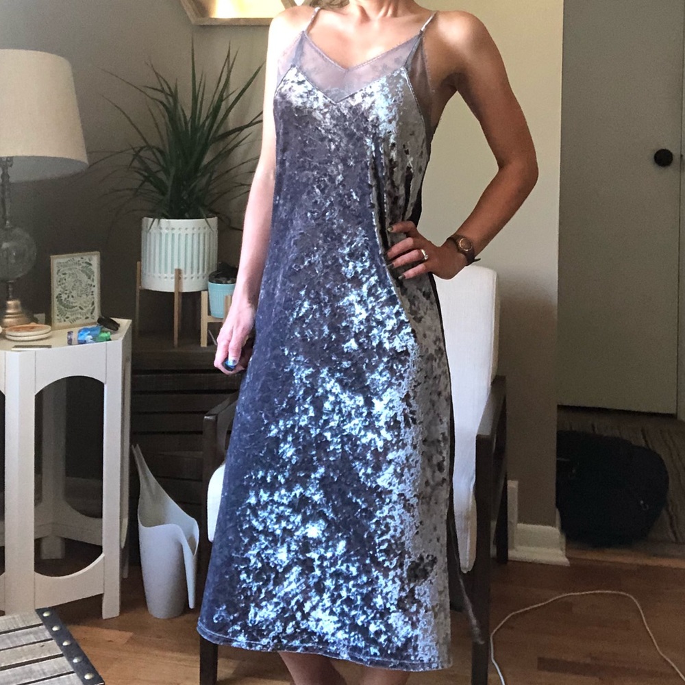 Mossimo crushed velevet gray dress!